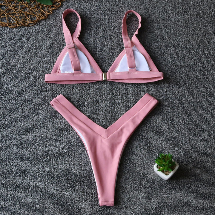 Maillot de bain 2 pièces à bonnets triangle