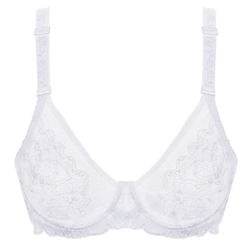 Soutien-gorge à armatures, dentelle florale, coupe couvrante
