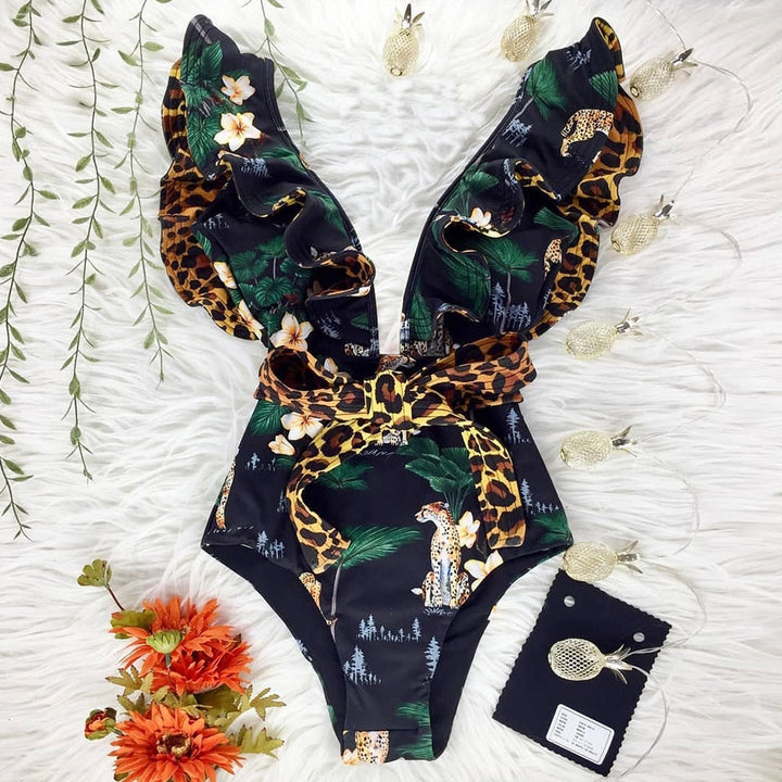 Maillot de bain une pièce à manches décoratives