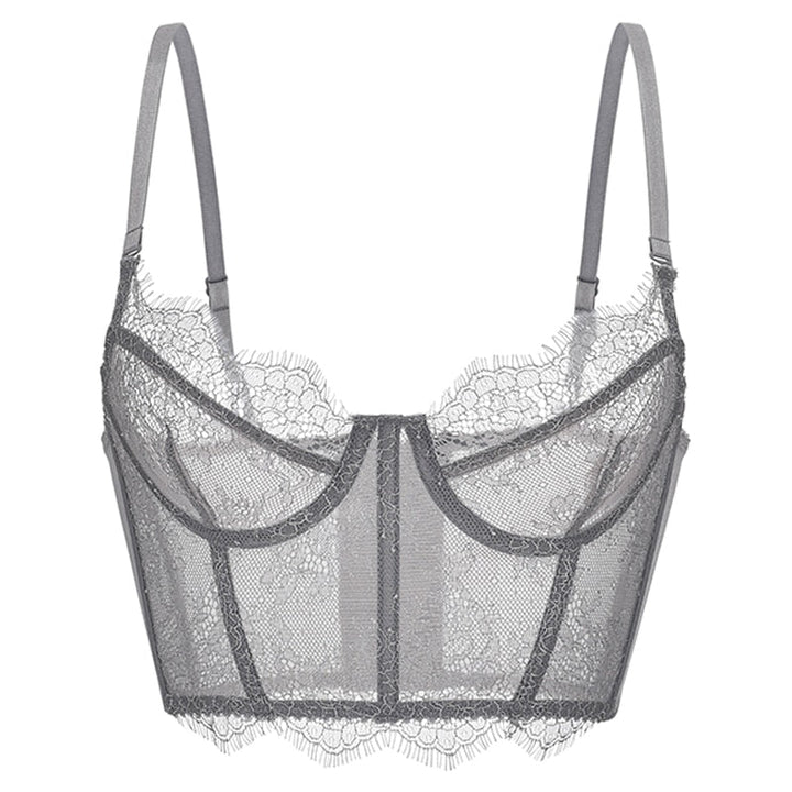 Soutien-gorge longline à dentelle florale et finitions à cils