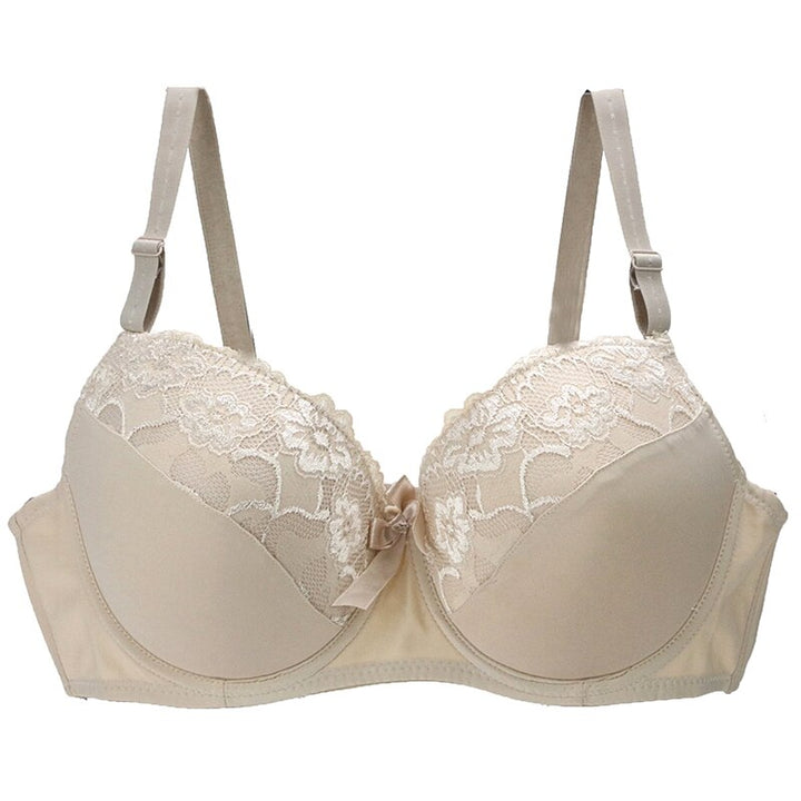 Soutien-gorge classique à dentelle brodée et nœud décoratif