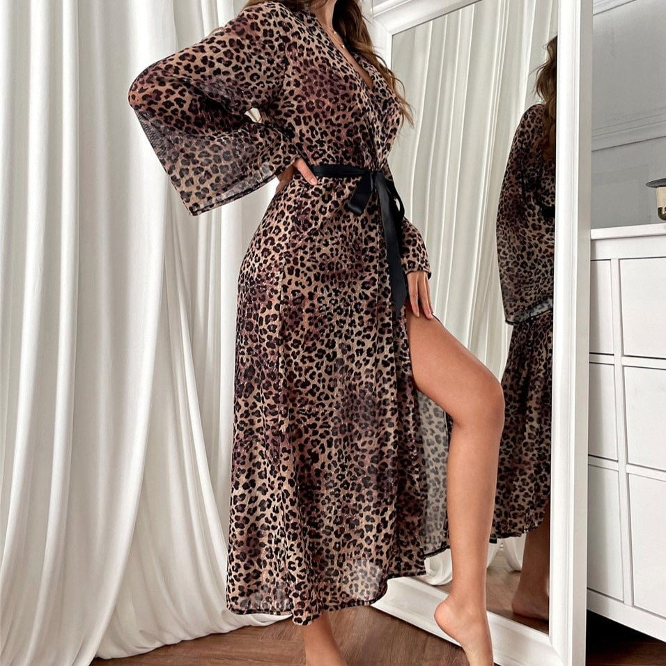 Long peignoir léopard