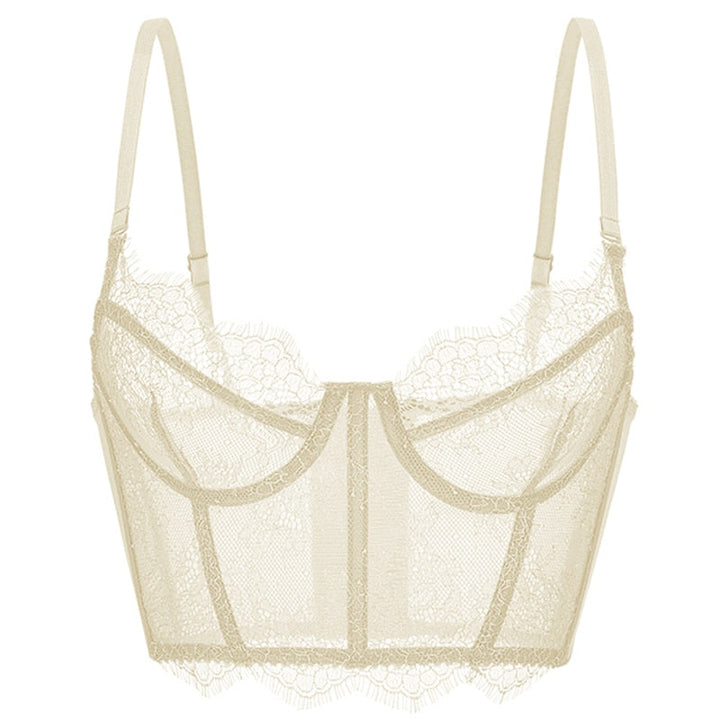 Soutien-gorge longline à dentelle florale et finitions à cils