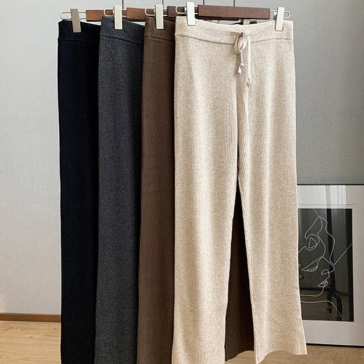 Pantalon en maille à laçage coupe droite