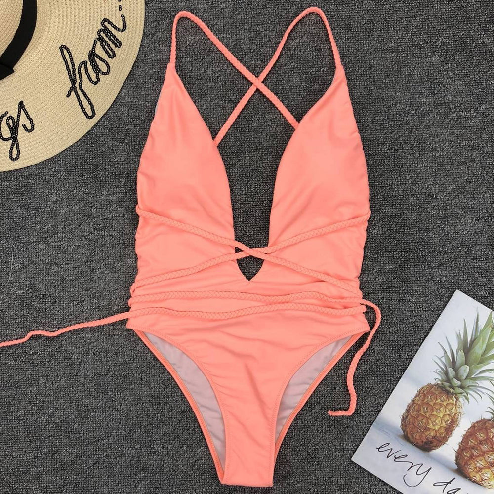 Maillot de bain à cordons décoratifs