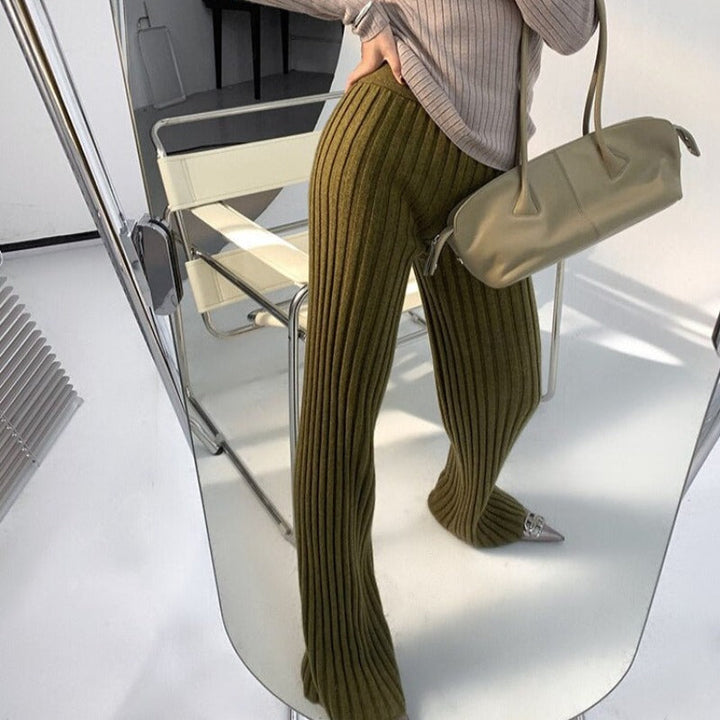 Pantalon ample en maille côtelée