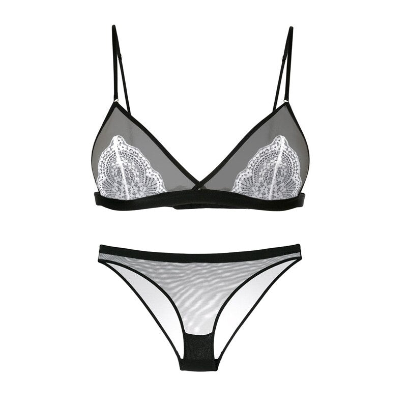 Ensemble transparent à inserts en dentelle