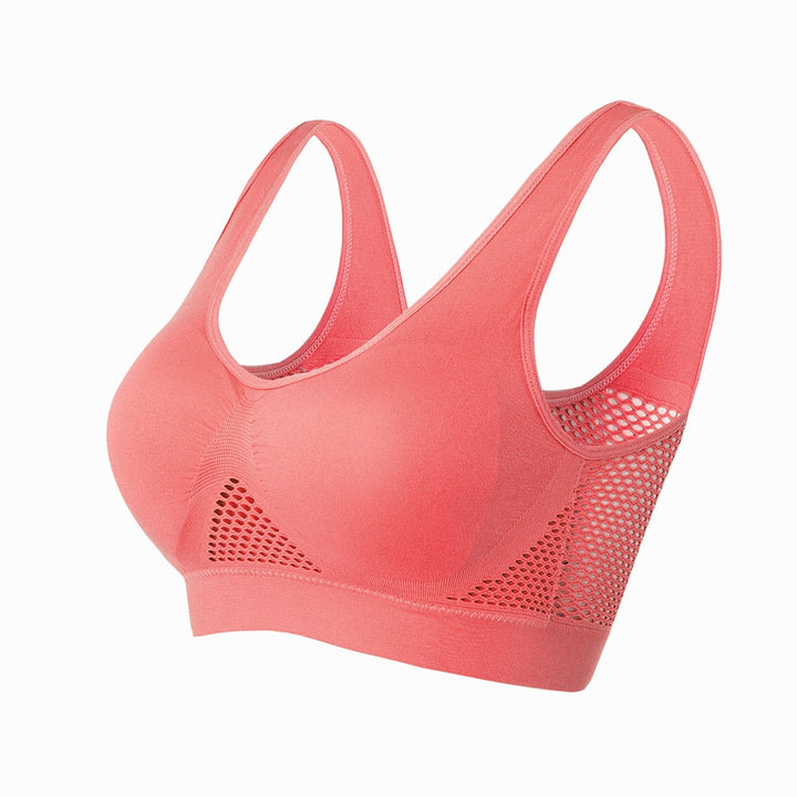 Soutien-gorge de sport sans coutures à résille respirante et larges bretelles