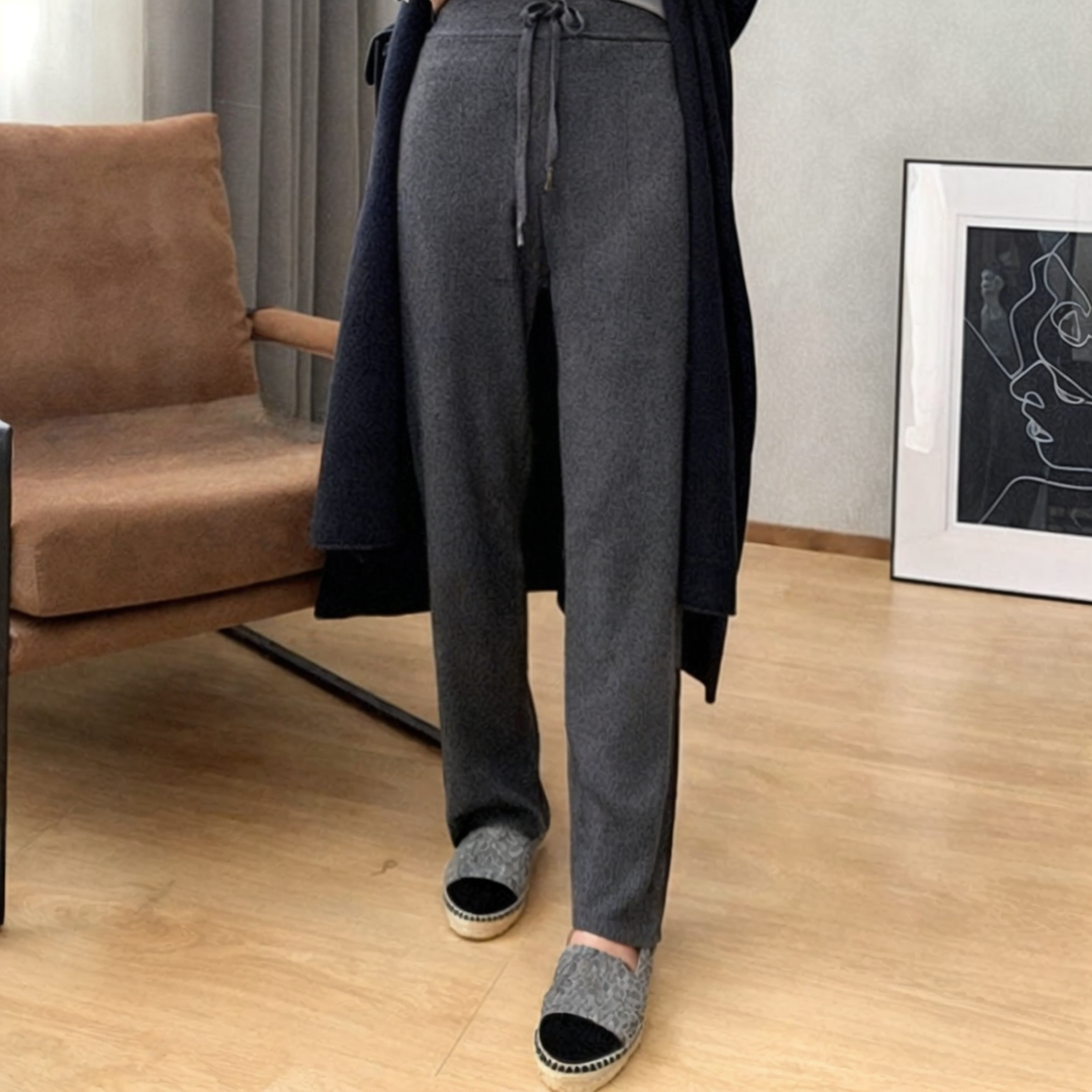 Pantalon en maille à laçage coupe droite