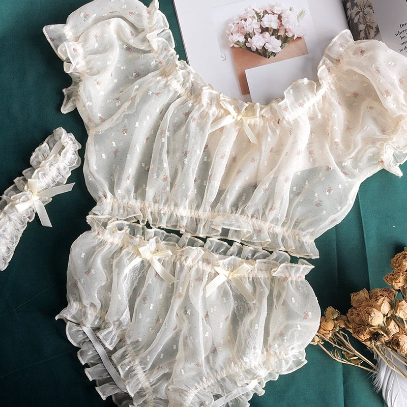 Ensemble de lingerie de nuit avec jarretière