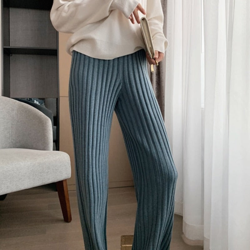 Pantalon ample en maille côtelée