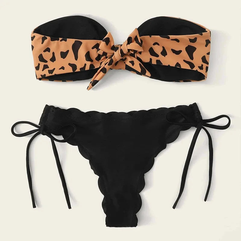 Bikini push up avec imprimé léopard