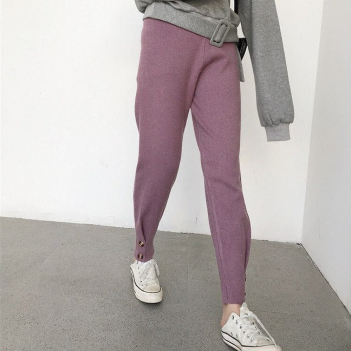 Pantalon ample en maille à boutons