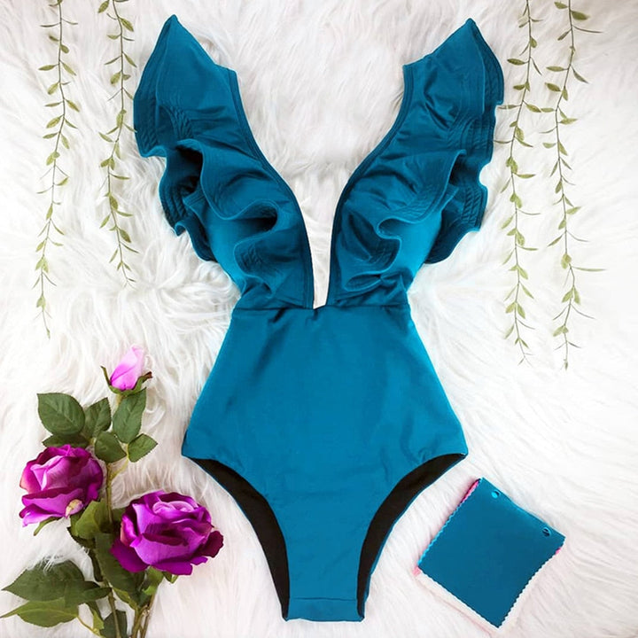 Maillot de bain une pièce à manches décoratives