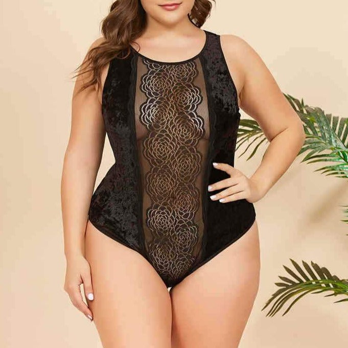 Body en dentelle à broderie florale