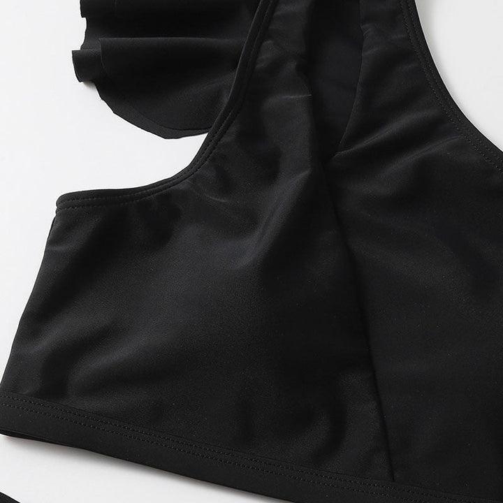 Maillot de bain 2 pièces sur une épaule à volant