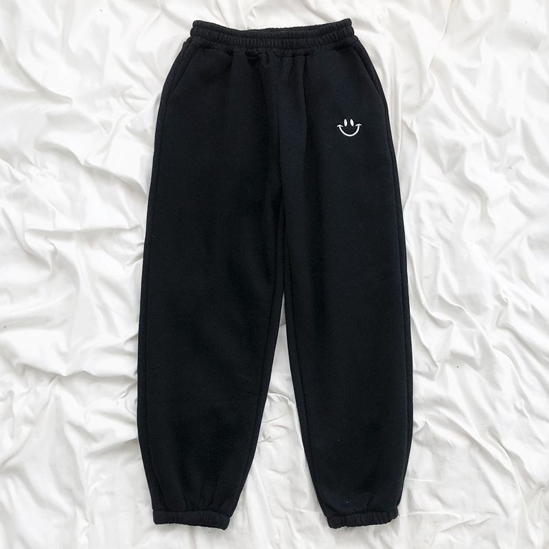 Pantalon de jogging ample à smiley appliqué
