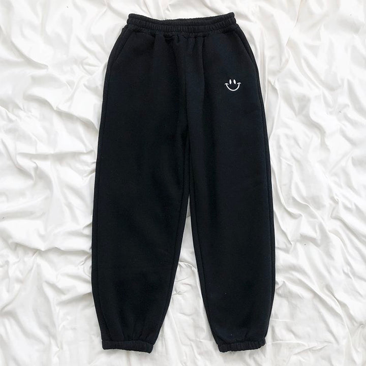 Pantalon de jogging ample à smiley appliqué
