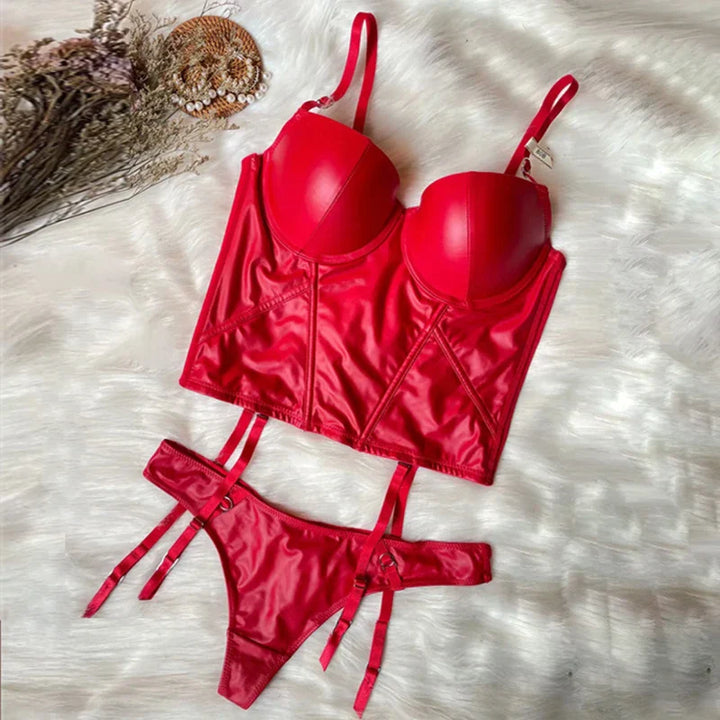 Ensemble de lingerie avec corset en cuir