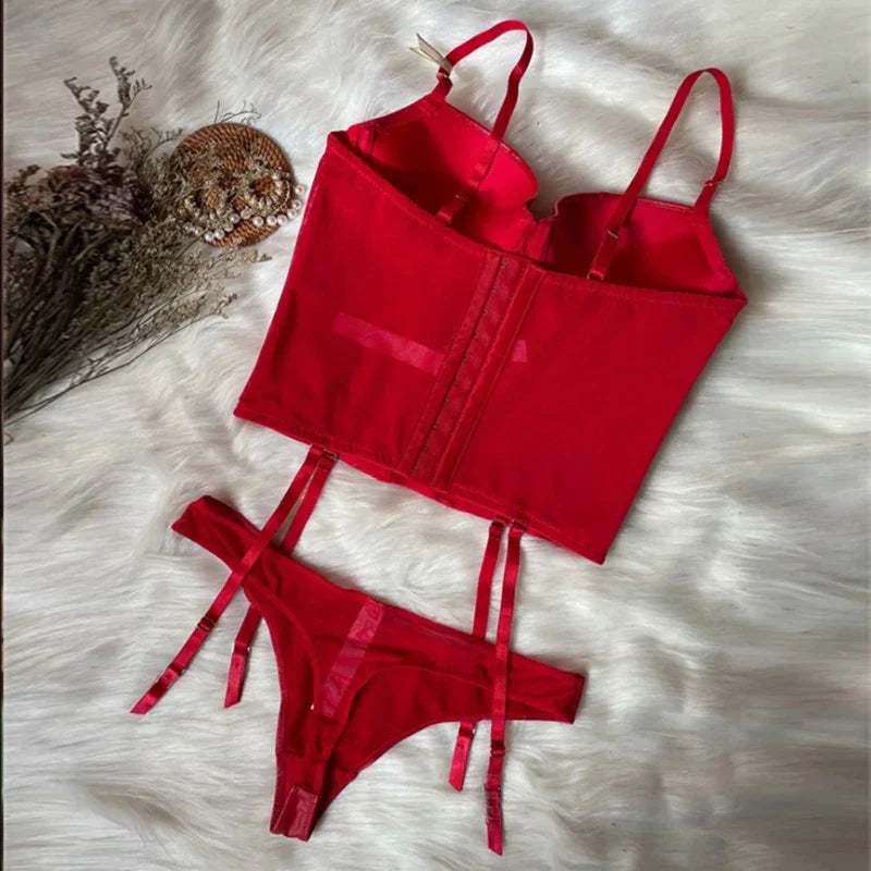 Ensemble de lingerie avec corset en cuir
