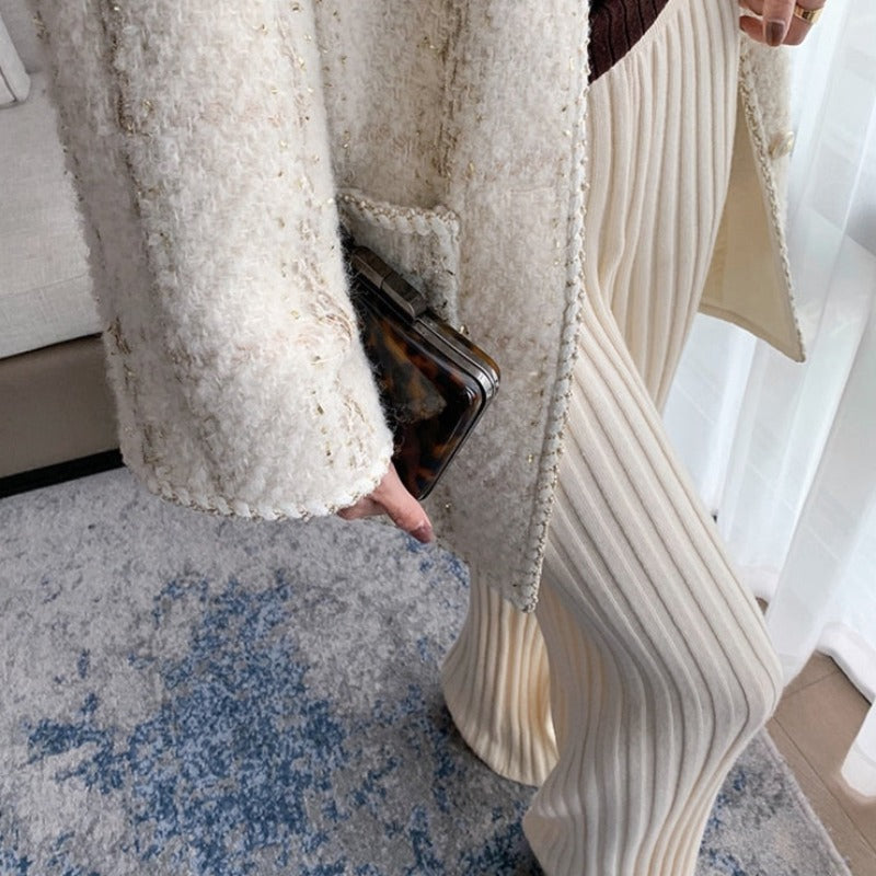 Pantalon ample en maille côtelée