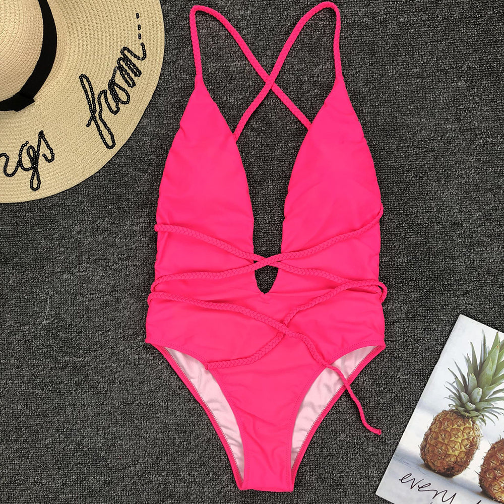 Maillot de bain à cordons décoratifs