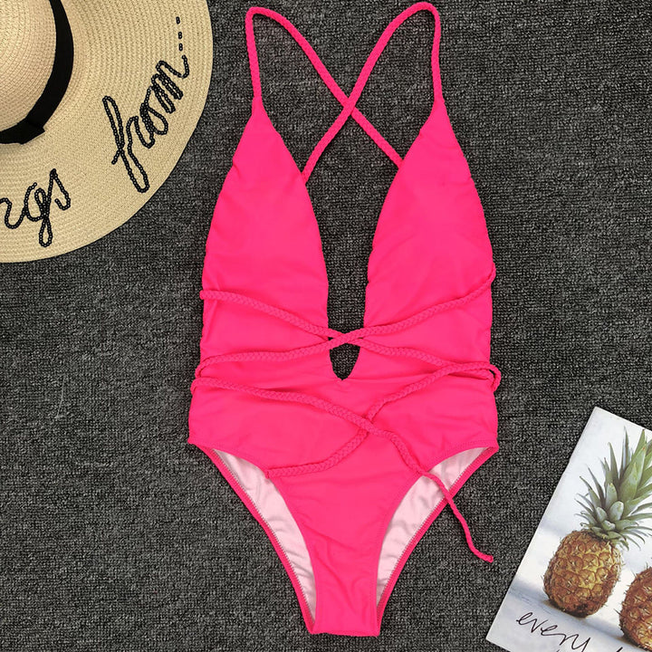 Maillot de bain à cordons décoratifs