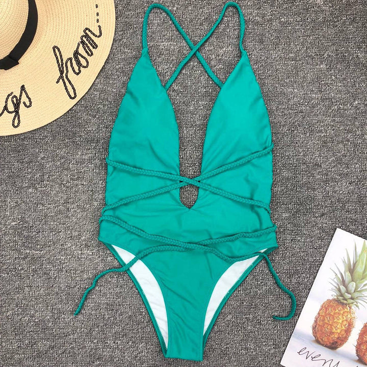 Maillot de bain à cordons décoratifs
