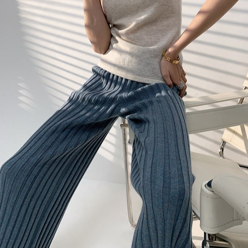 Pantalon ample en maille côtelée