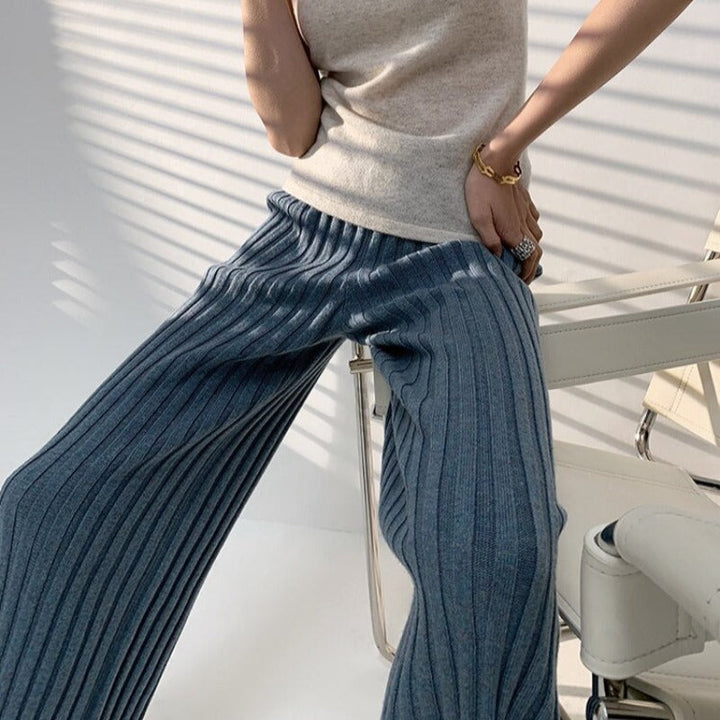 Pantalon ample en maille côtelée