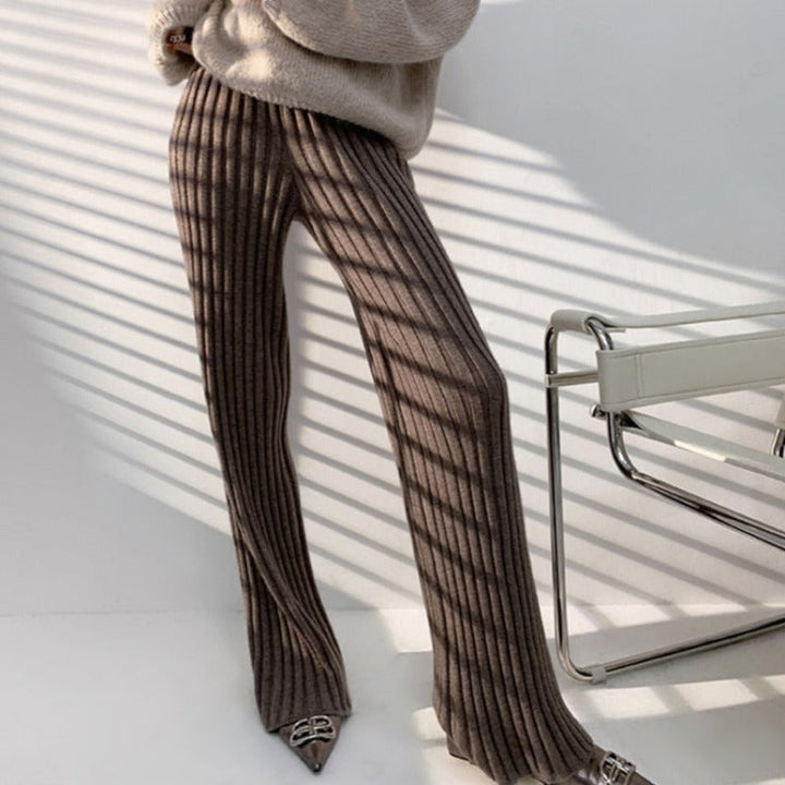 Pantalon ample en maille côtelée