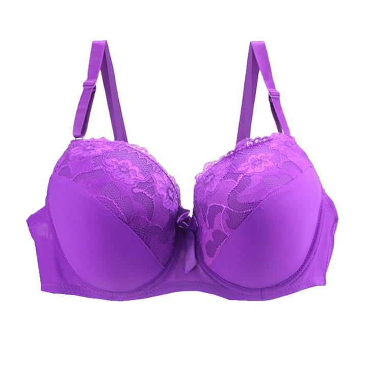 Soutien-gorge push-up à dentelle brodée et nœud décoratif