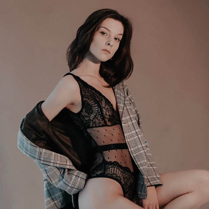 Body en dentelle et résille