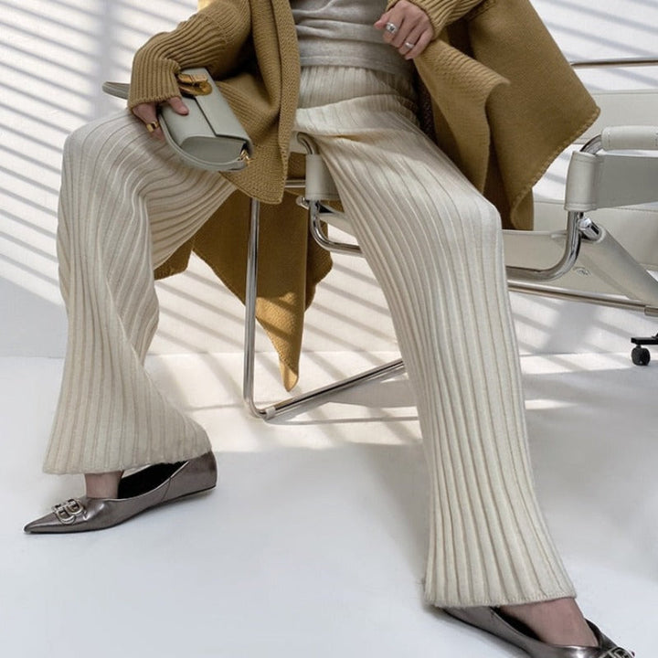 Pantalon ample en maille côtelée
