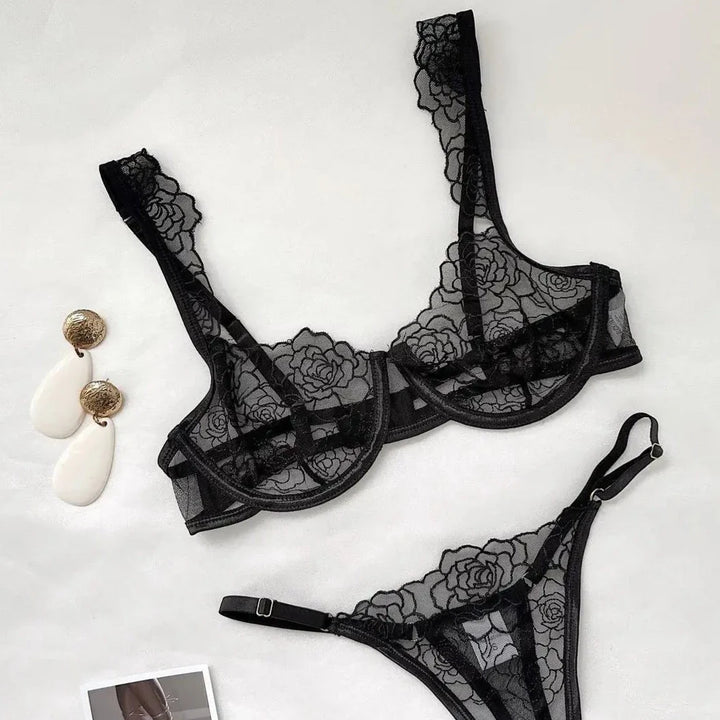 Ensemble de lingerie à broderie de roses