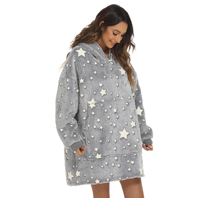 Sweat-shirt à capuche oversize à étoiles lumineuses