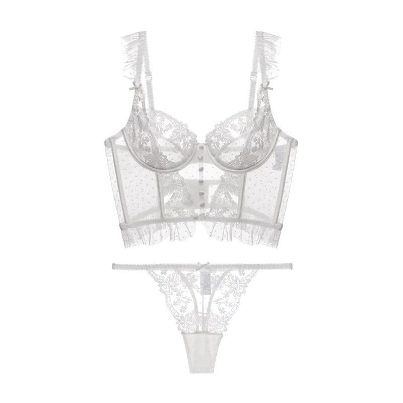 Ensemble de lingerie à soutien-gorge bustier et broderie florale