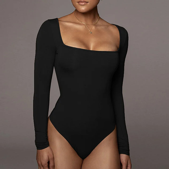 Body uni à décolleté carré