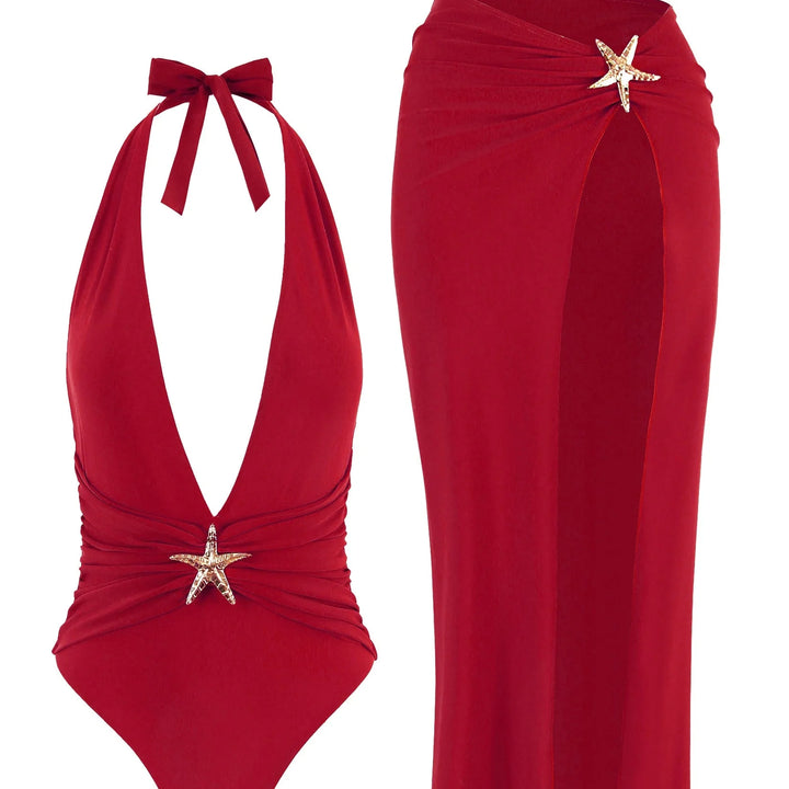 Ensemble de plage à jupe longue et étoile de mer décorative