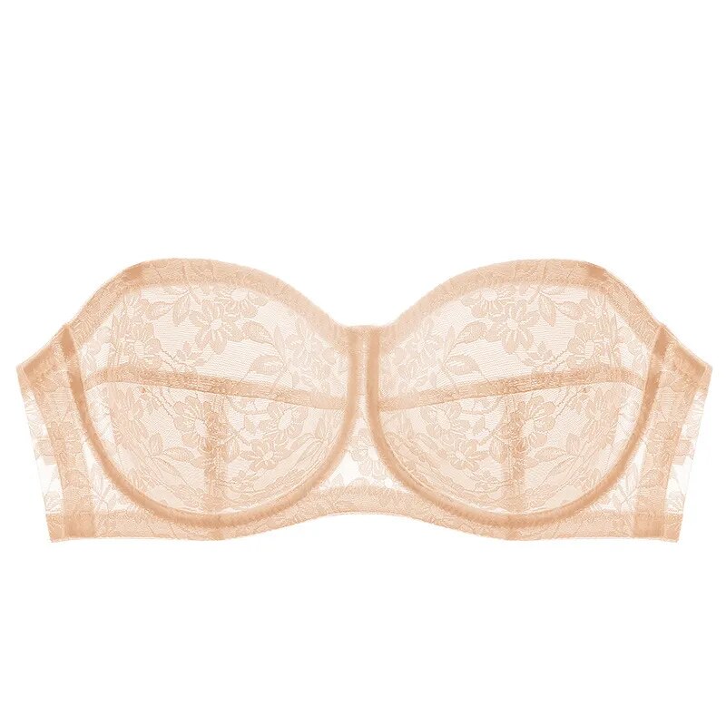 Soutien-gorge bardot sans bretelles à dentelle florale et armatures