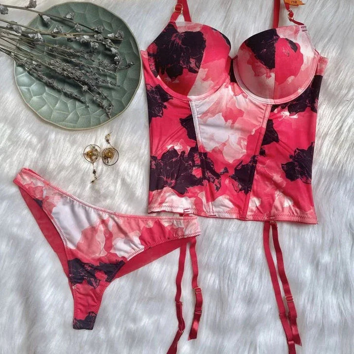 Ensemble de lingerie avec corset tie-dye