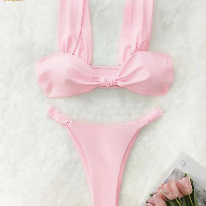 Maillot de bain plissé à nœud