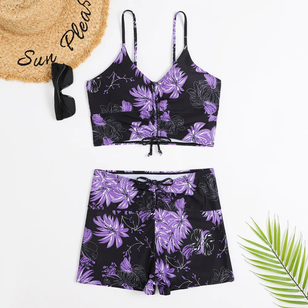 Maillot de bain avec short taille haute