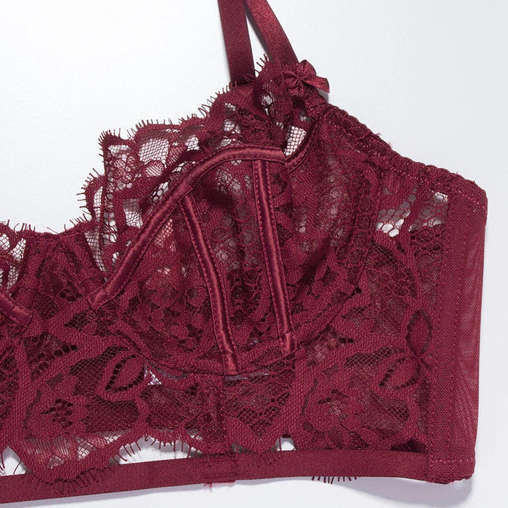 Ensemble de lingerie à demi-corset en dentelle