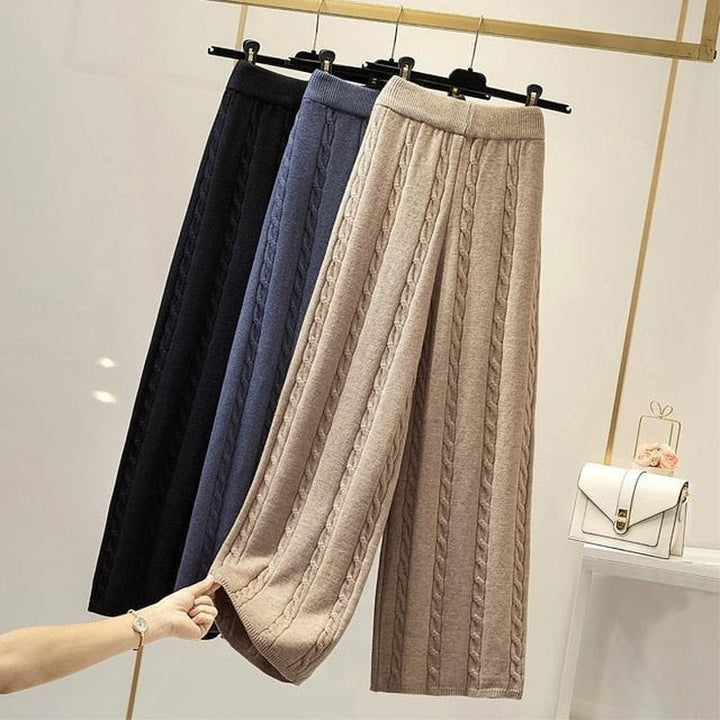 Pantalon ample en maille à motif