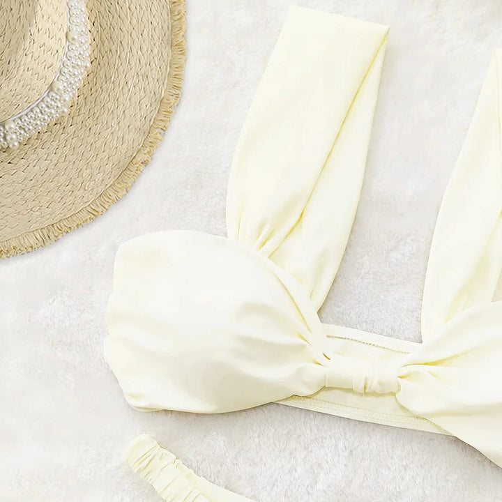 Maillot de bain plissé à nœud