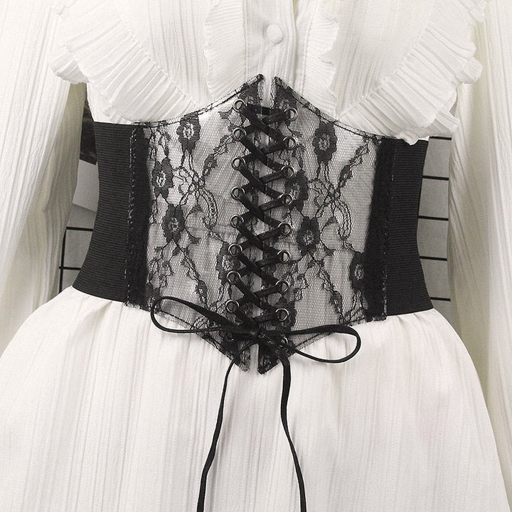Corset en dentelle à laçage avant