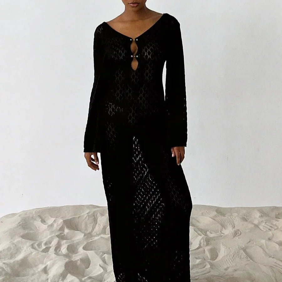 Longue robe de plage en maille