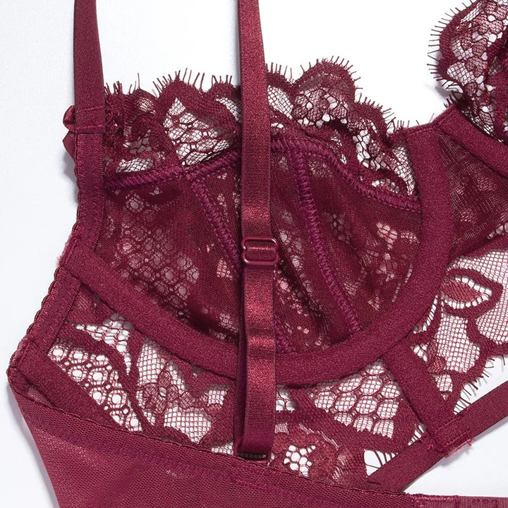 Ensemble de lingerie à demi-corset en dentelle