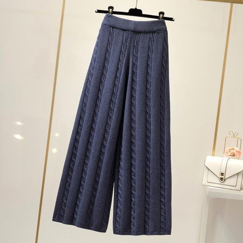 Pantalon ample en maille à motif